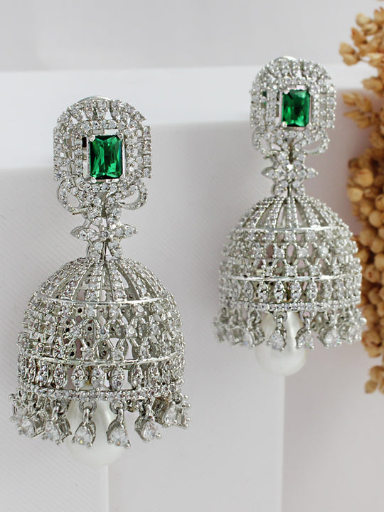 Renne Jhumki Earrings-Green