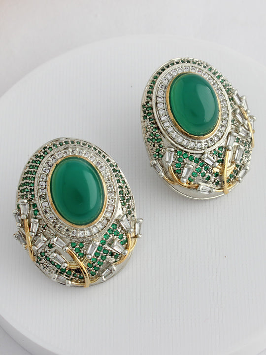 Pamela Stud Earrings-Green
