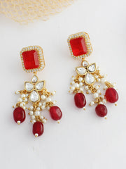 Aasha Earrings-Maroon