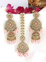 Ezzah Earrings & Tikka-Pastel Pink