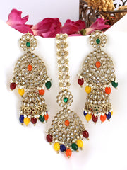 Ezzah Earrings & Tikka-Multicolor