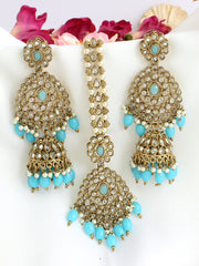 Ezzah Earrings & Tikka-Turquoise