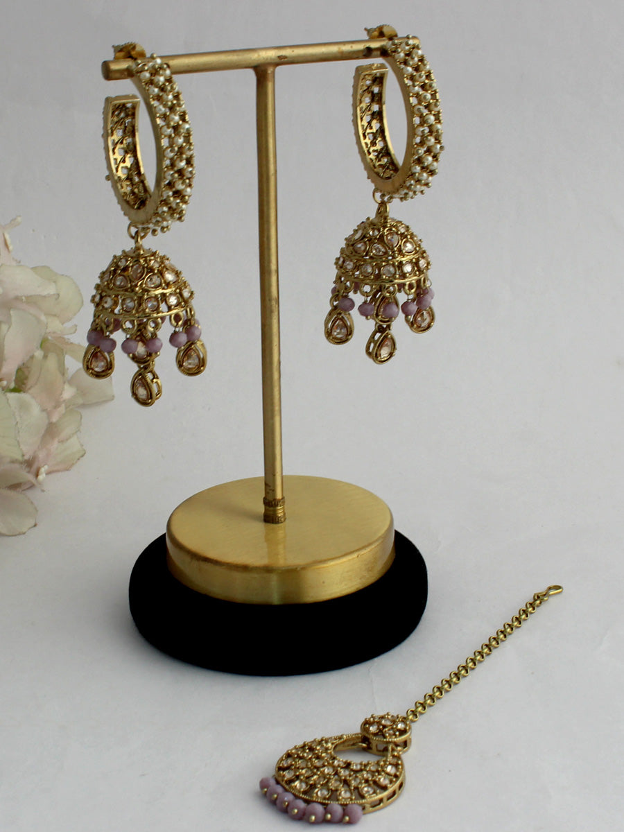 Manya Earrings & Tikka-Lavender