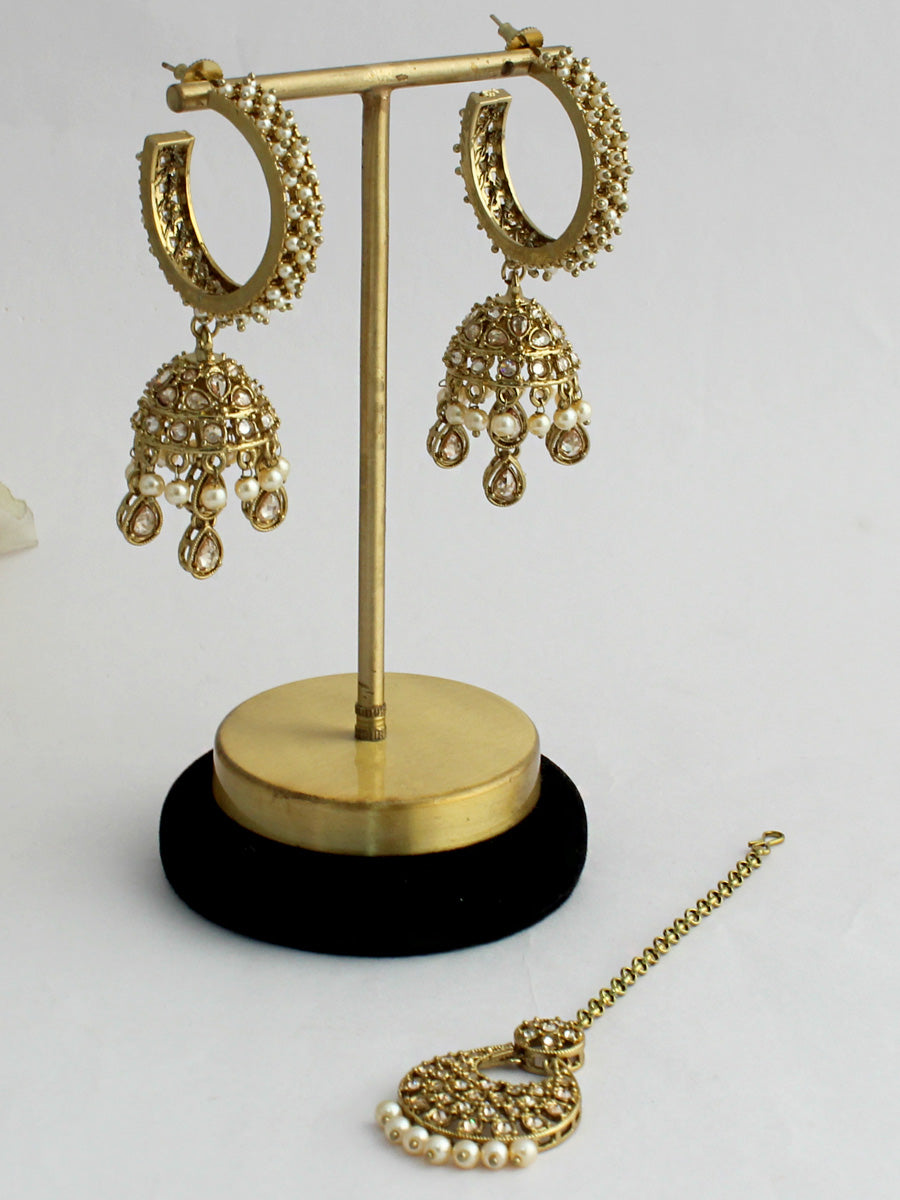 Manya Earrings & Tikka-Gold