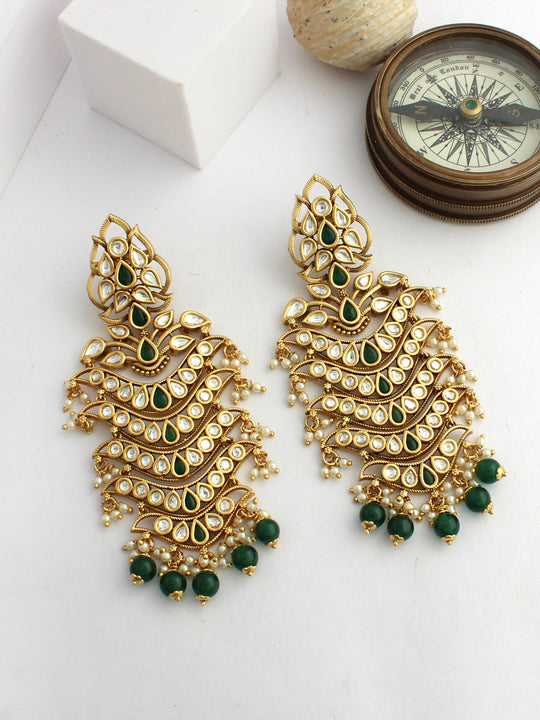 Shitija Long Earrings-green