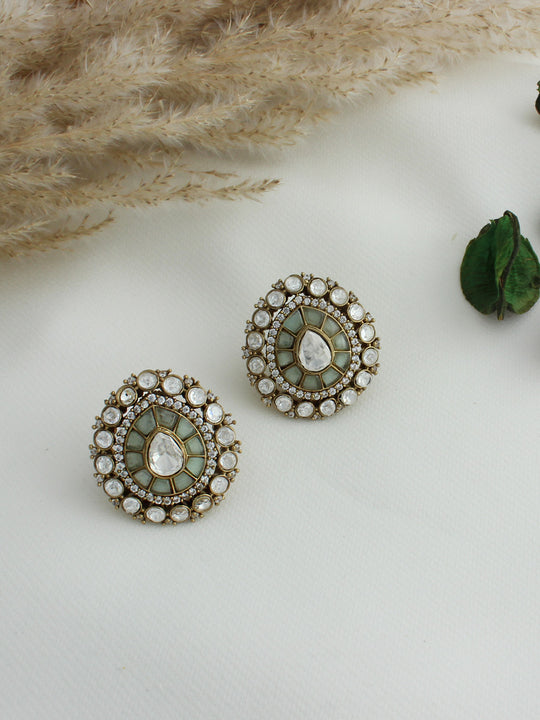 Ishita Stud Earrings-Mint Green