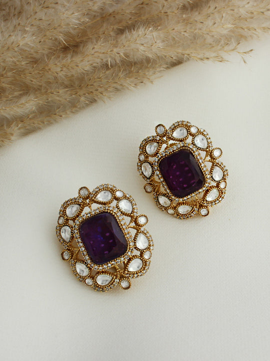 Avisha Stud Earrings-Purple