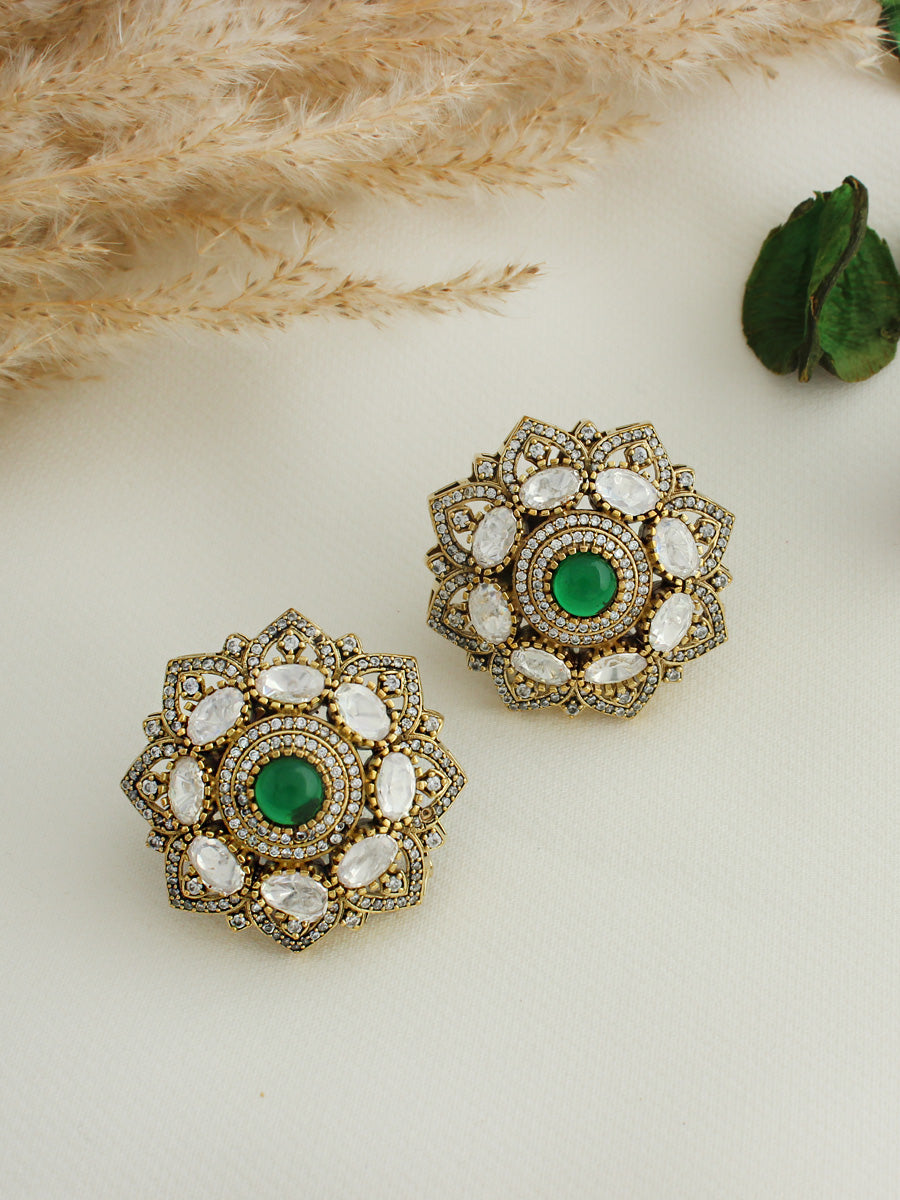 Krishvi Stud Earrings-Green