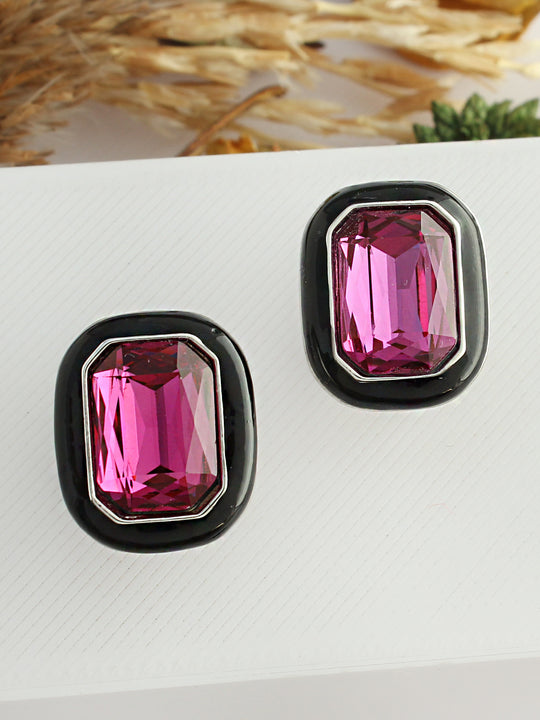 Liza Stud Earrings-Hot pink