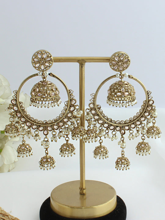 Sia Jhumki Hoop Earrings-Antique gold
