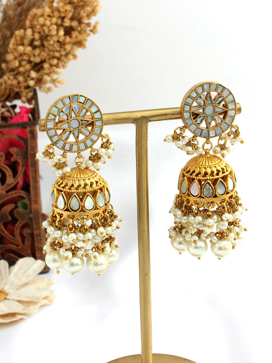 Aavya Jhumki Earrings-ivory
