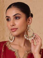 Umaro jadau Long Earrings-Maroon / Green