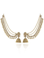 Netra Jhumki Earrings With Ear Chain-Gold