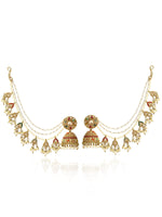 Inaya Jhumki Earrings With Ear Chain-Multicolor