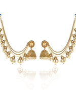 Falak Jhumki Earrings With Ear Chain-Gold