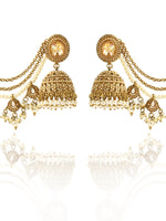 Falak Jhumki Earrings With Ear Chain-Gold