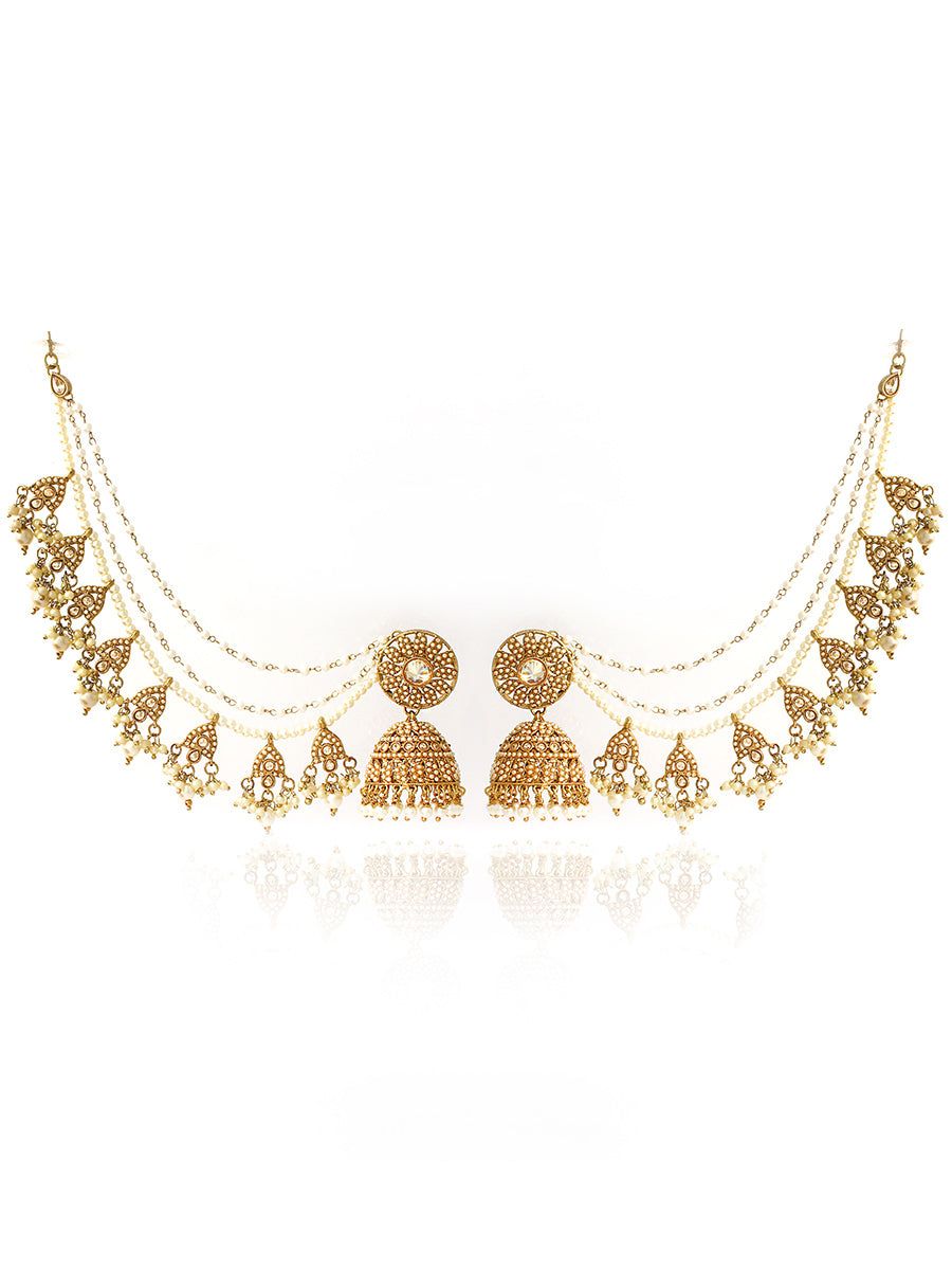 Inaya Jhumki Earrings With Ear Chain