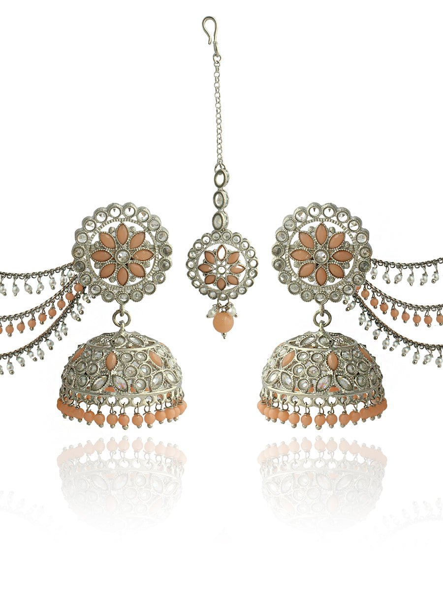Shiza Jhumki Earrings with Earchain & Tikka