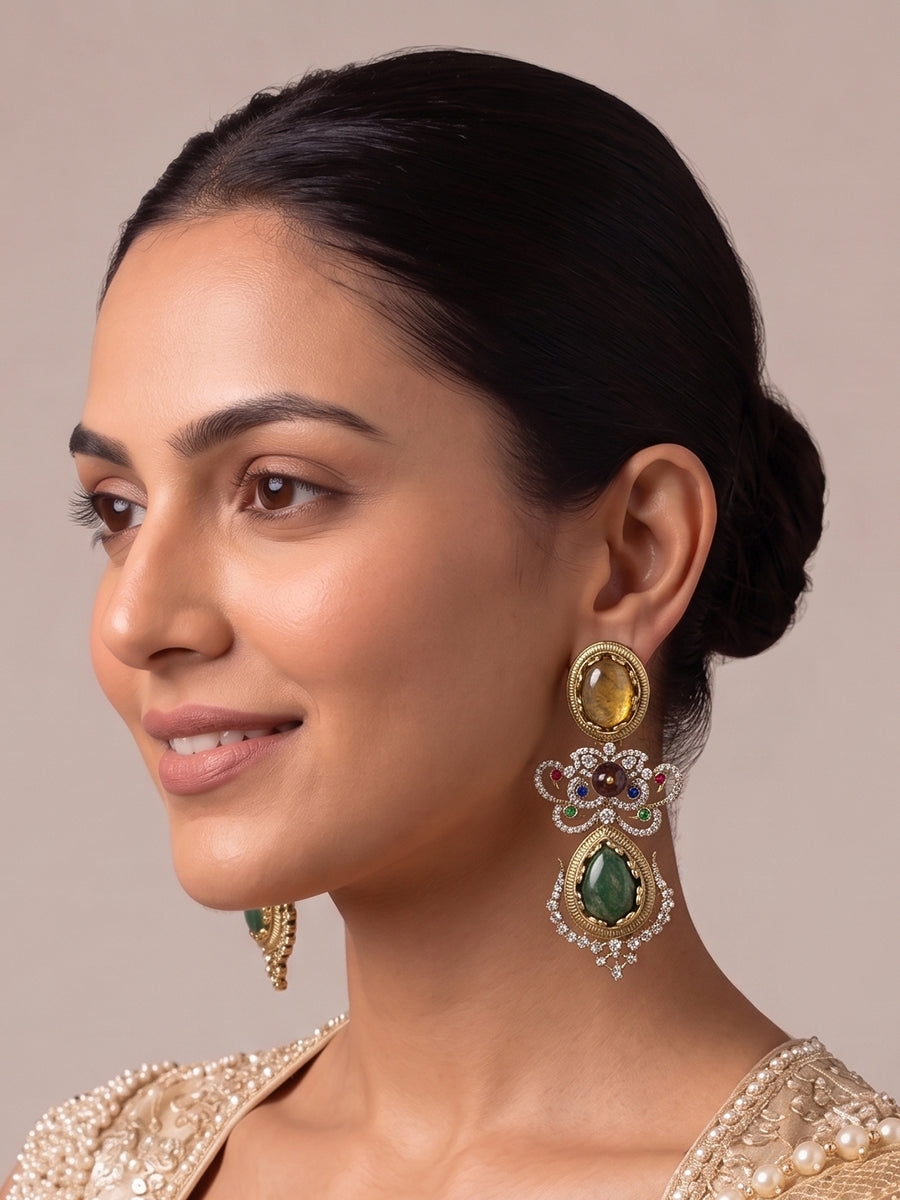 Nayab Long Earrings-Multicolor