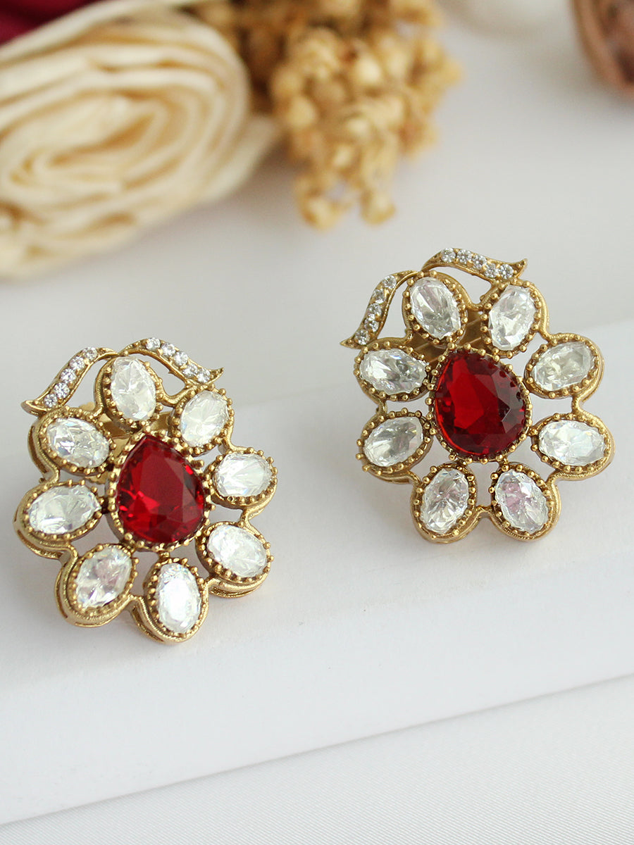 Irika Stud Earrings -Maroon