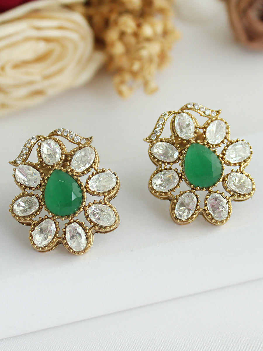Irika Stud Earrings -Green
