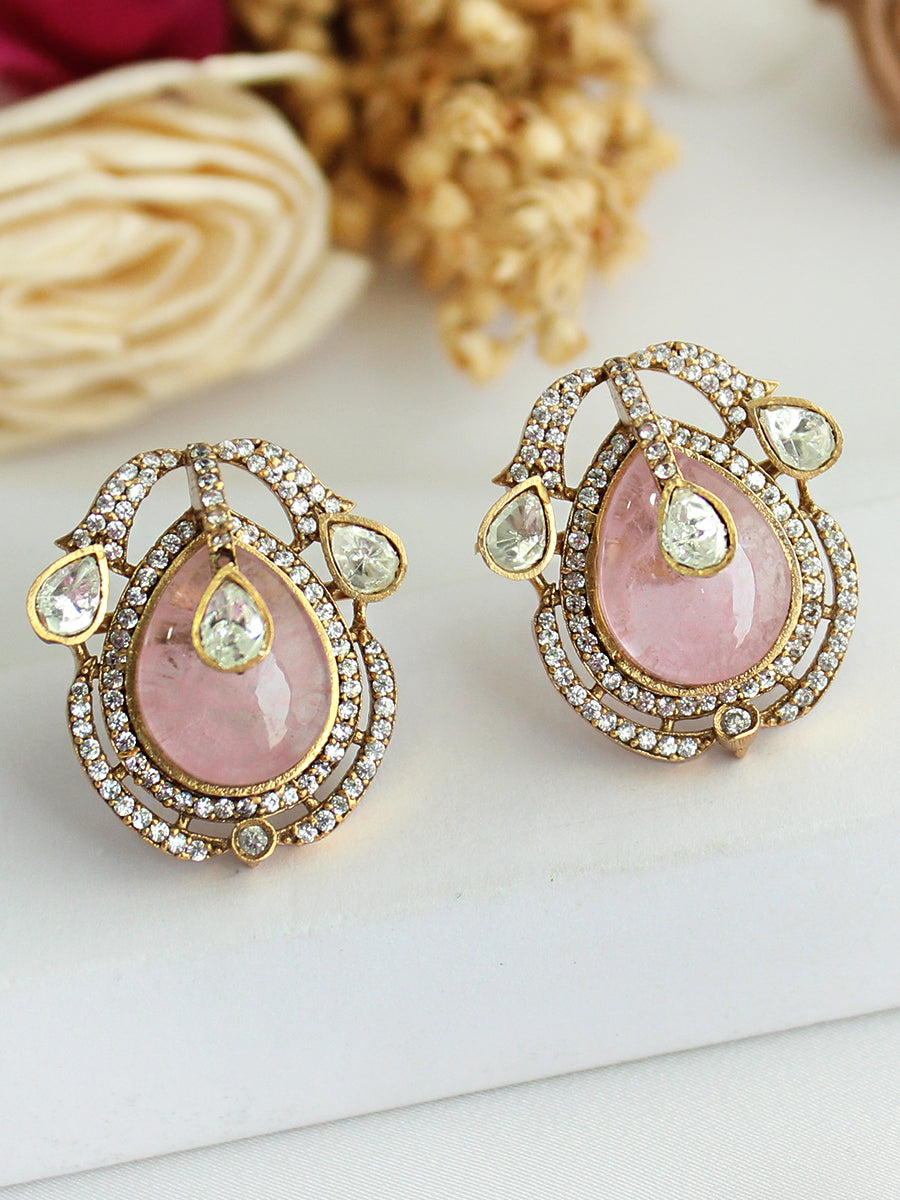 Shanvi Stud Earrings-Pastel Pink