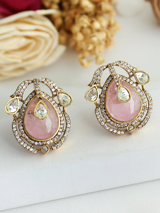 Shanvi Stud Earrings-Pastel Pink
