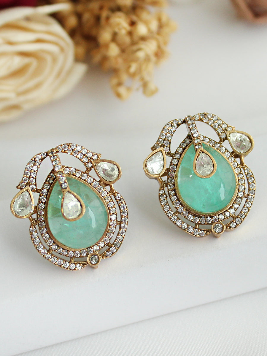 Shanvi Stud Earrings-Mint Green
