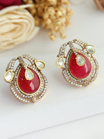 Shanvi Stud Earrings-Maroon