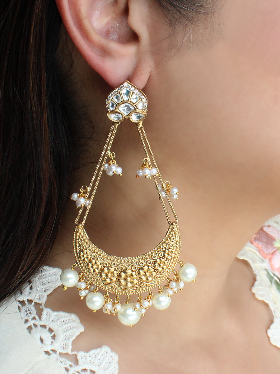 Pravya Long Earrings-Gold