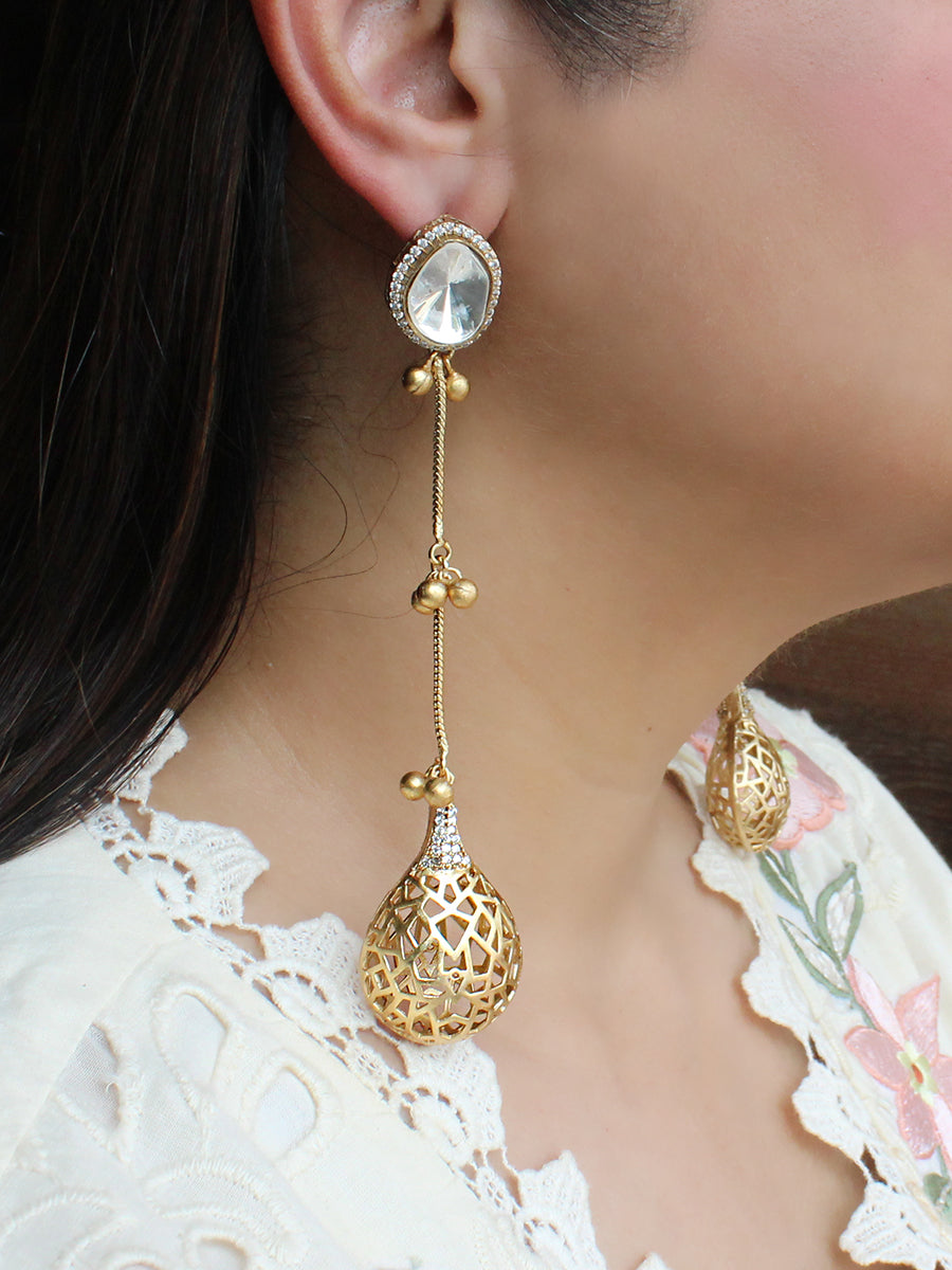 Mirisha Long Earrings-Gold