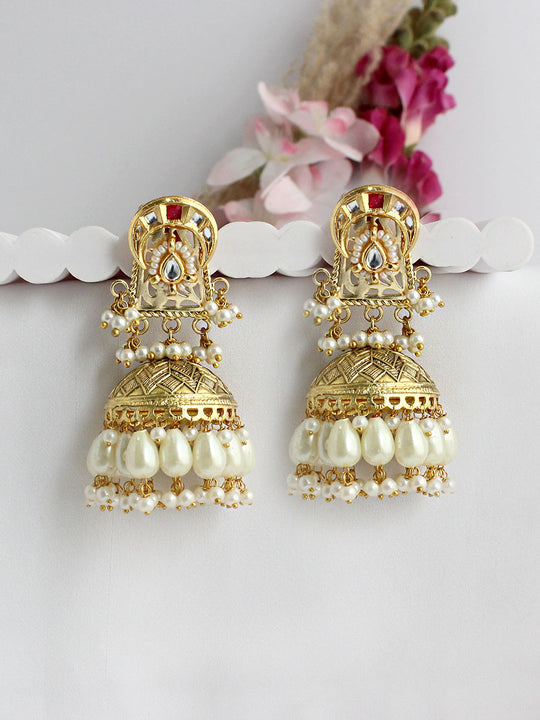 Anika Jhumka / Jhumki Earrings-Hot Pink