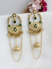 Adwita Long Earrings-Green