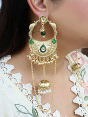 Adwita Long Earrings-Green