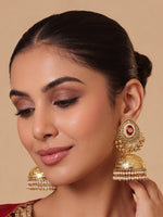 Vaishali Jhumka / Jhumki Earrings-Red