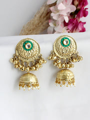 Latika Jhumka / Jhumki Earrings-Green
