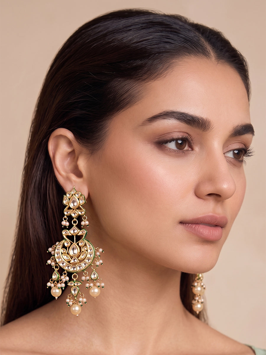 Rohini Kundan Earrings-White
