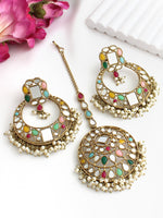 Amyra Mirror Earrings & Tikka-Multi