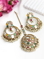 Amyra Mirror Earrings & Tikka-Multi
