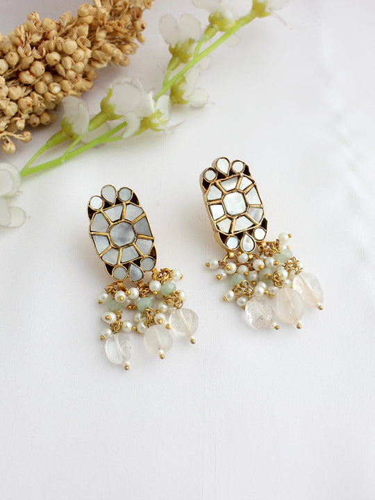 Raina Stud Earrings-Ivory