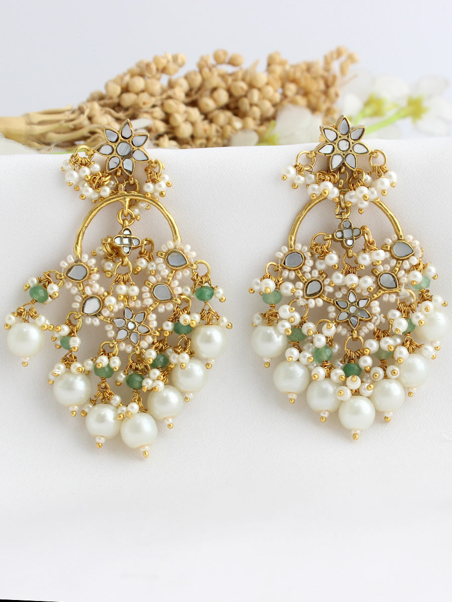 Abhika Chandbali Earrings-Ivory