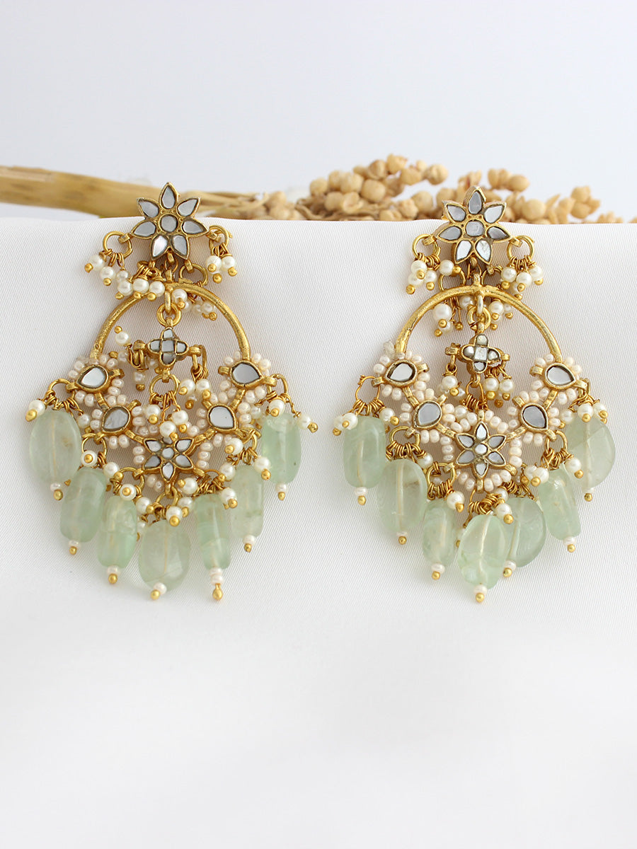 Abhika Chandbali Earrings-Mint Green