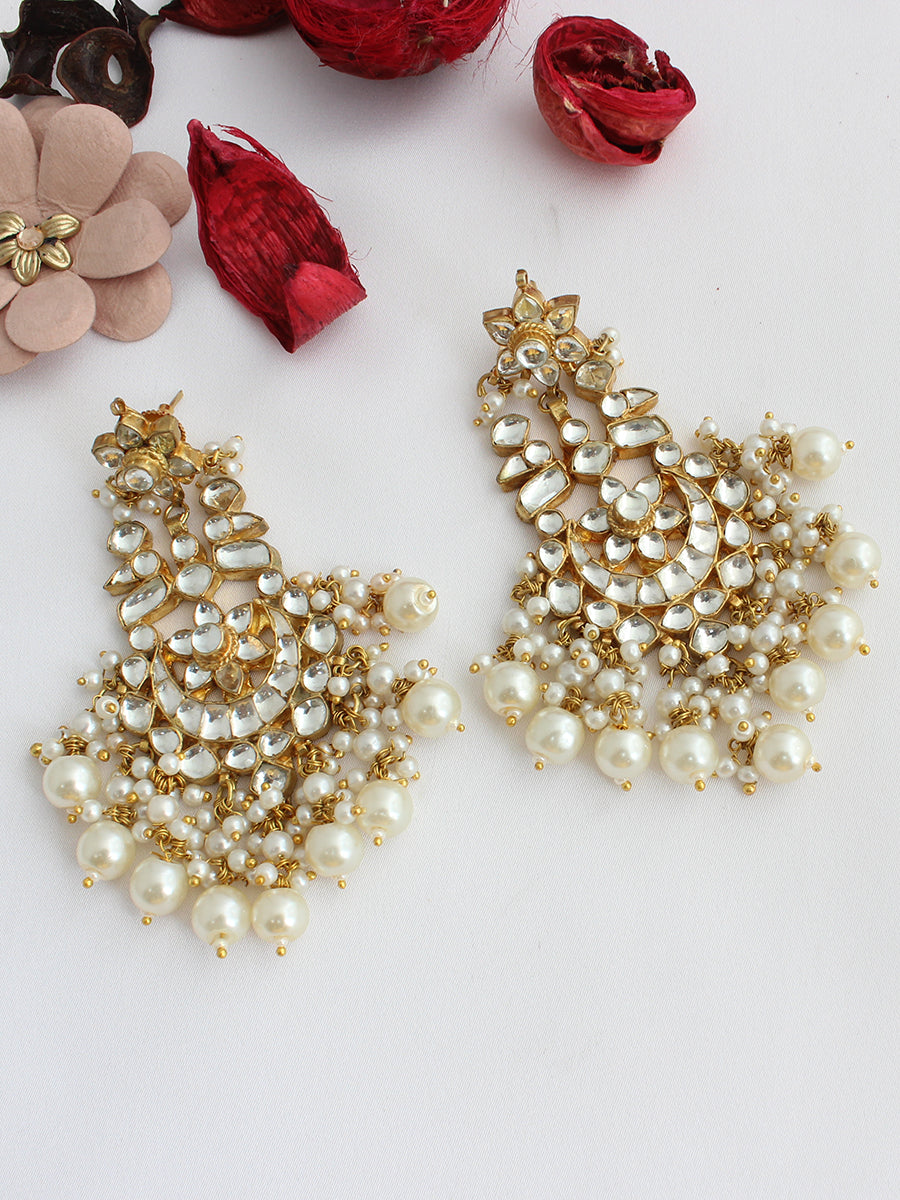 Advika Chandbali Earrings-White