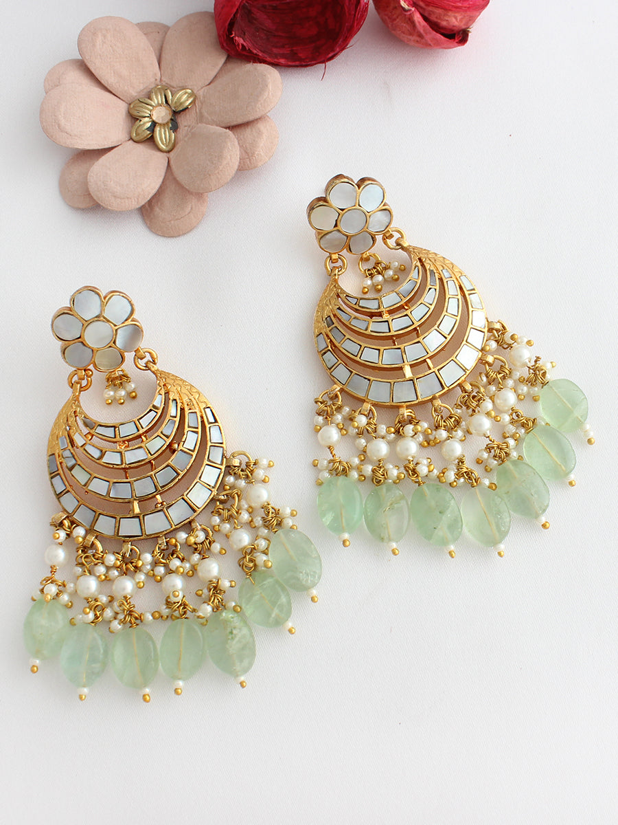 Nivisha Chandbali Earrings-Mint Green