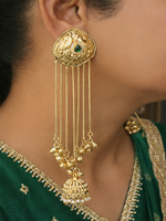 Prakruti Long Kashmiri Jhumka / Jhumki Earrings-Green