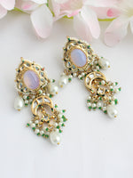Nabhya Kundan Long Earrings-Moon Stone