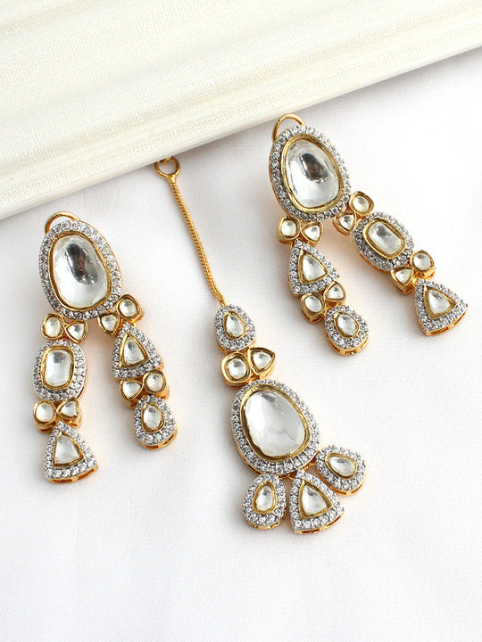 Miraya Earrings & Tikka-Gold