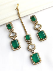 Mayra Earrings & Tikka -Green