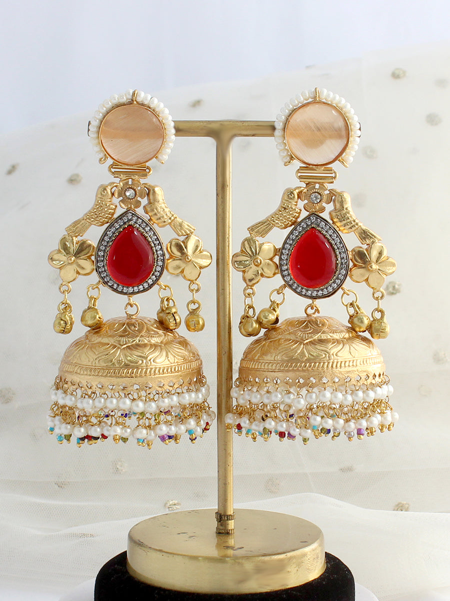 Sreeja Jhumki Earrings-Peach
