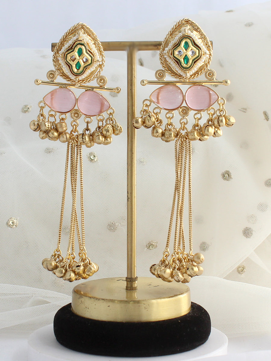 Arnika Long Earrings-Pastel pink